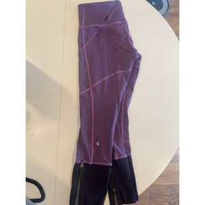 Lululemon High Waisted Herringbone Knit Plum Leggings